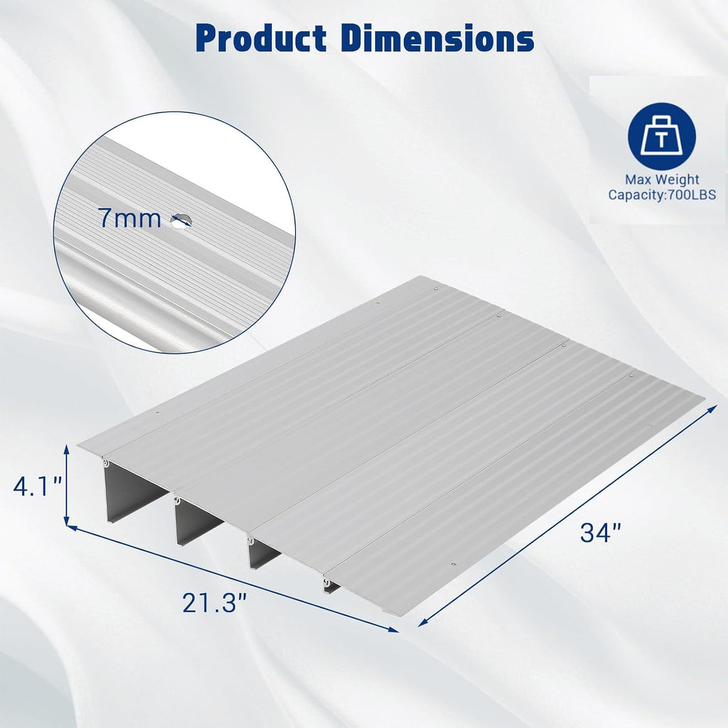 3' Rise Door Threshold Ramp,Aluminum Alloy Entry Ramp for Wheelchair Scooters Power Chairs Walkers
