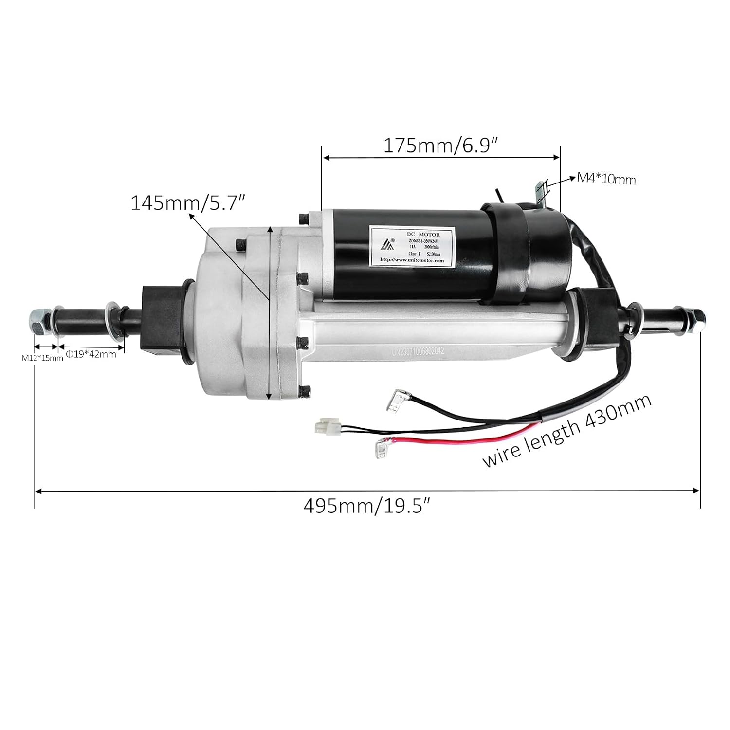 24V 350W Electric Transaxle Motor with Gear Reduction, 19mm Shaft DC Motor for DIY Electric Bike Scooter Wheelchair Go Kart Power Wheels RC Lawn Mower Robotics Mobility Projects