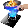 Gas Cooker 1 Burner,5.2kw 9-Cavity High Fire Cooktops,Stainless Steel Glass Top Wok Burner,NG/LPG Gas Source Kit,with Flameout Protection,for Home Kitchen(LPG)
