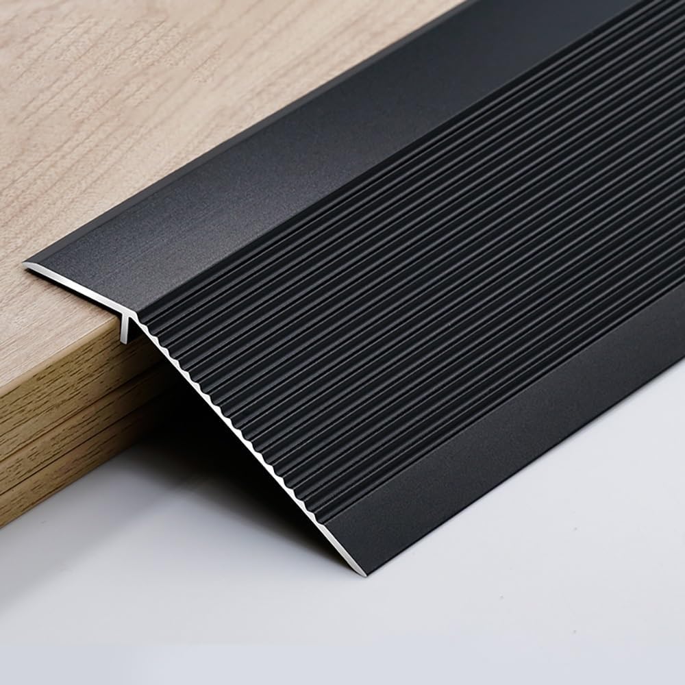 4 Inch Floor Transition Strip Threshold Ramp Aluminum 35'' Door Threshold Ramp Decorations of The Edge of Carpet/laminate AntiStumbling(Black,5pcs)