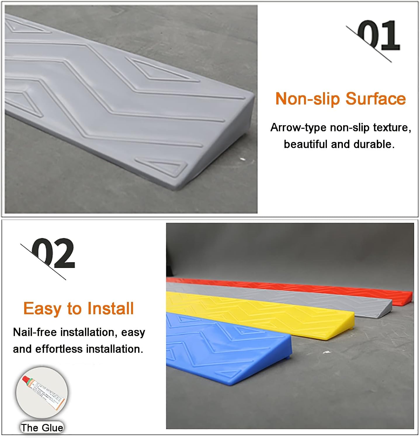 Ramps Portable Threshold Ramps, 3-9cm High, Indoor Curb Ramps, Non-Slip Kerb Ramp for Threshold Wheelchair Scooter Sweeping Robot, Door Step Accessible Rise Channel Mat (Color : Yellow, Size : 100x1