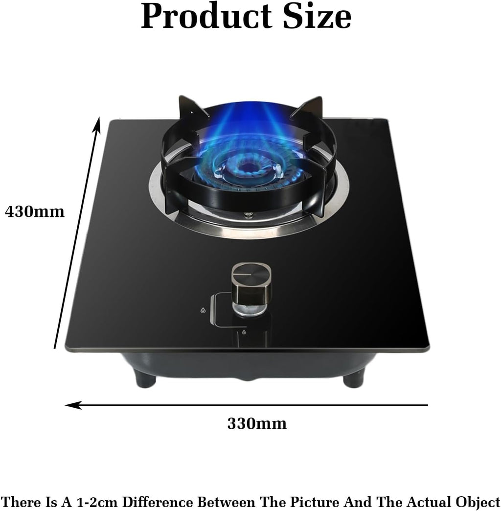 Gas Cooker 1 Burner,4.2KW Kitchen Counter Top Stove,Tempered Glass Cast Iron Pot Rack,with Flameout Protection,for Home Kitchen Motor Home Camp(LPG)