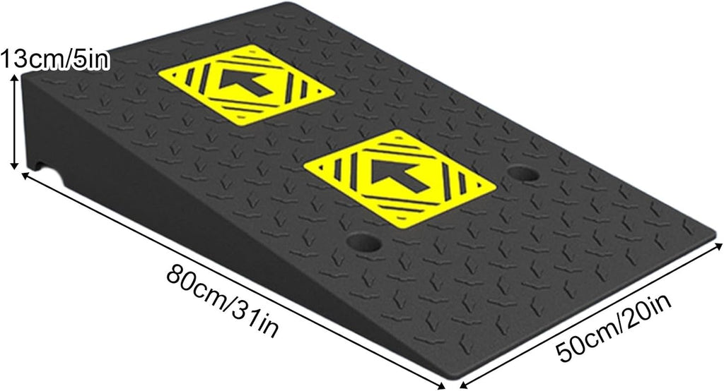 Heavy Duty 6614lb/3000kg Curb Ramp, Non-Slip Surface, Threshold Ramp with Yellow Arrow, Suitable for Car, Motorcycle, Bike, Wheelchair(80 * 50 * 13cm/31 * 20 * 5in)