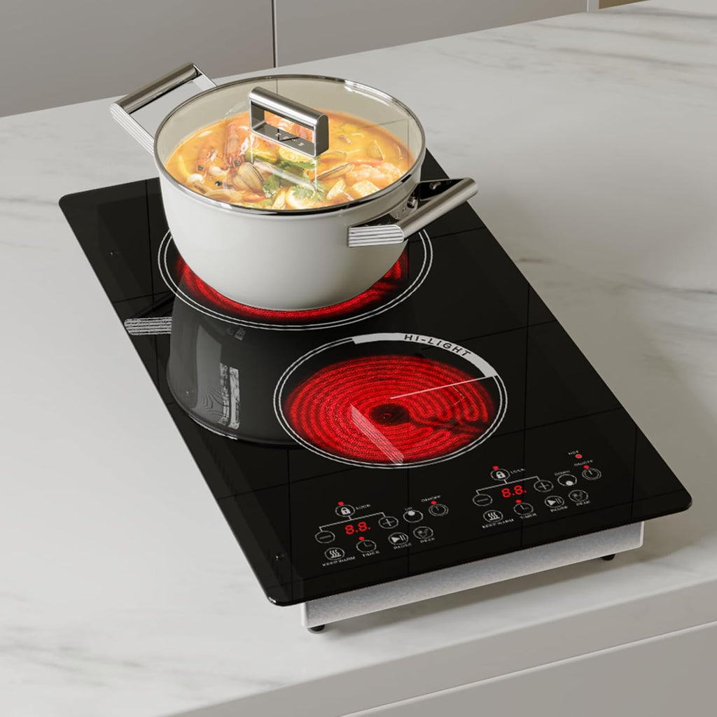 2000W 12 inch two burner Electric cooktop stove top burner estufa eléctrica de mesa portable cooktop electric burner parrilla eléctrica para cocinar portable electric burners for cooking