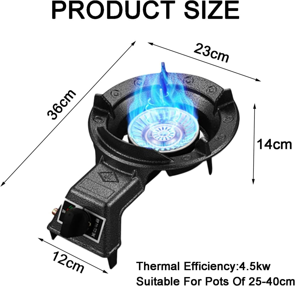 Gas Stove Single Burner Stove,4.5KW Gas Stove Kitchen Countertop Stove,Black Cast Iron Pot Rack,Household Liquefied Gas Stove,Energy Saving and Gas Saving