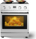 30-Inch Electric Range with 4.8 Cu.Ft Convection Oven, 4 High-Powered Burners, 6 Cooking Modes, Smooth Glass Surface, Built-In Timer, Freestanding Professional Kitchen Stove