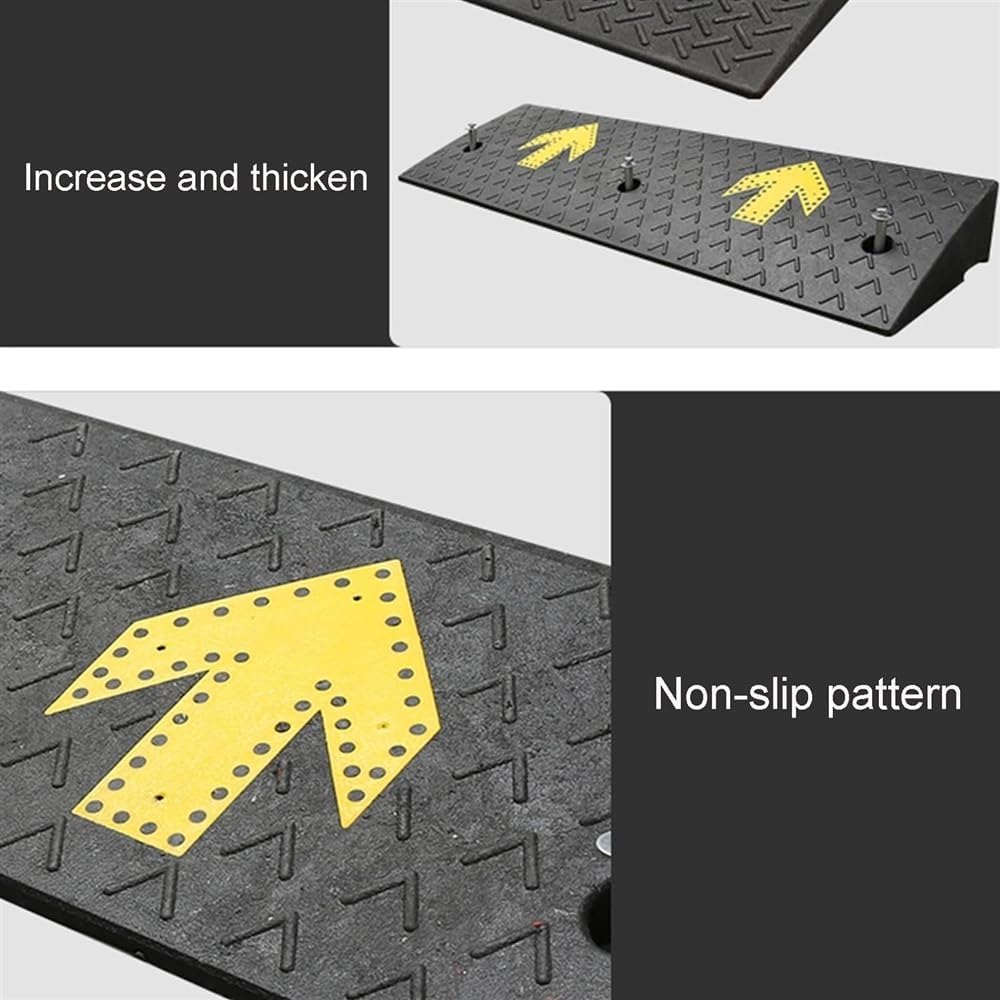 Car Driveway Rubber Curb Ramps, Recycled Rubber Power Threshold Ramp, for Sidewalk, Usable As Wheelchair Ramp,Threshold Ramp, Ramp Ramps (One Color 100 * 25 * 4Cm(39.3 * 9.8 * 1.5In))