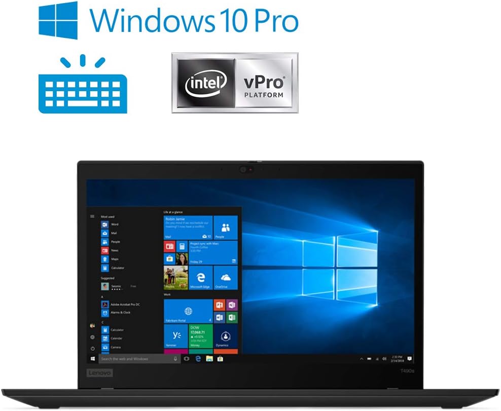 Lenovo ThinkPad T490S, 14' FHD IPS, i5-8365U vPro, Webcam, Backlit KB, Fingerprint Reader, Bluetooth, Integrated Intel UHD Graphics, Win 10 Pro, 16GB RAM, 512GB PCIe SSD