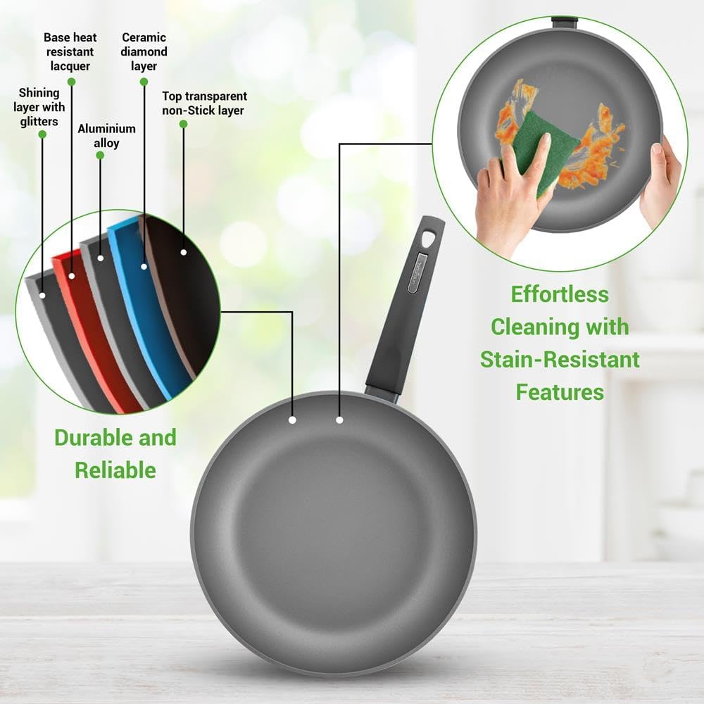 NutriChef Professional 12-Piece Red Nonstick Cookware Set - PFOA/PFOS-Free, Heat Resistant Lacquer, Elegant Design, Multi-Sized Pots and Pans