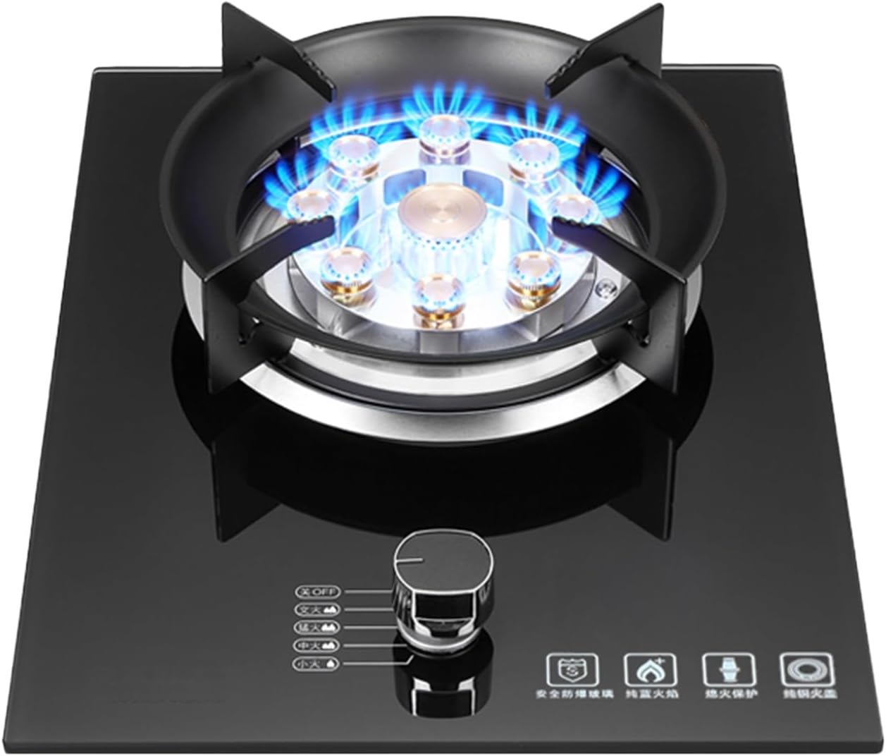 Portable Gas Stove,1 Burner Propane Stove,Tempered Glass Max 17742.4BTU with Pulse Electronic Ignition for Indoor Kitchen, Open Kitchen and Apartment (Color : Black, Size : LPG)
