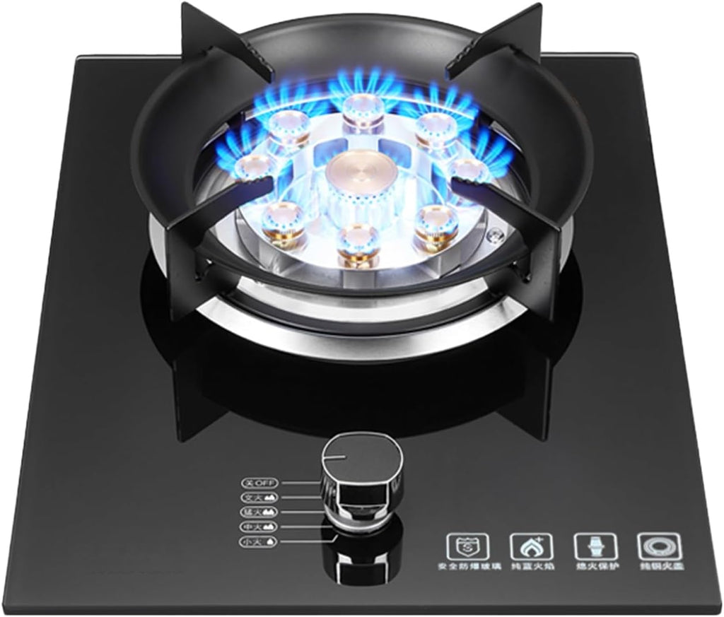 Portable Gas Stove,1 Burner Propane Stove,Tempered Glass Max 17742.4BTU with Pulse Electronic Ignition for Indoor Kitchen, Open Kitchen and Apartment (Color : Black, Size : NG)