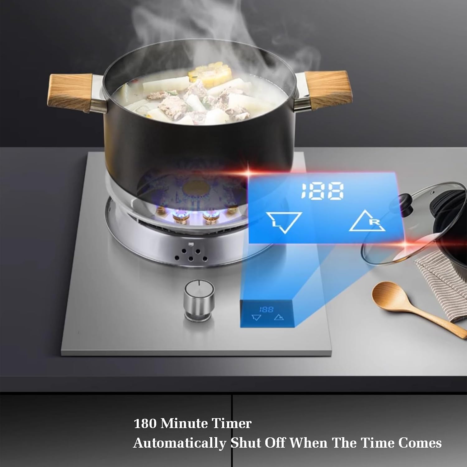Gas Stove 1 Burner,Portable Gas Stove,Gas/LP Gas Conversion Stove,Stainless Steel Indoor Regulators,with Flameout Protection,for Home Kitchen(LPG)
