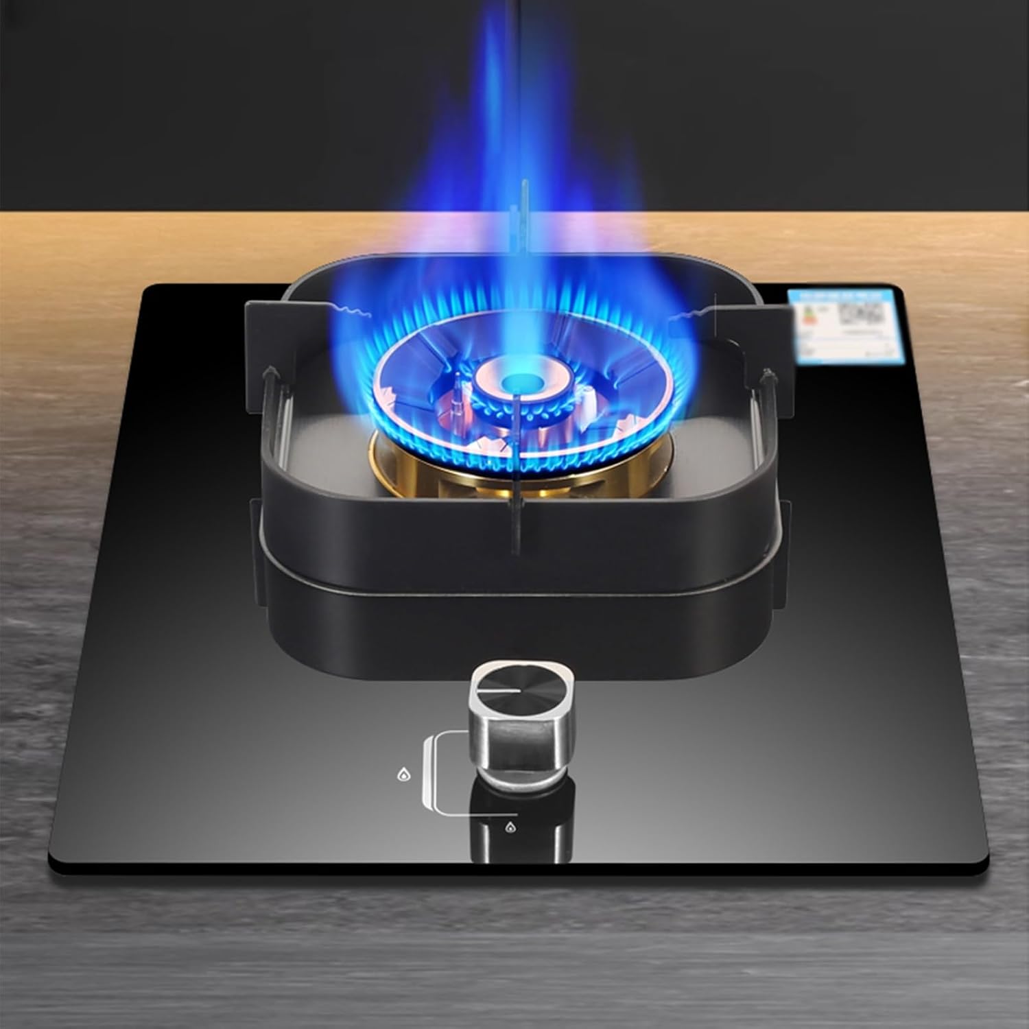 Gas Cooktop with 1 Burner,Kitchen Counter Top Stove,5.2KW Nine-Cavity High-fire,NG/LPG Gas Conversion Stove,with Flameout Protection(LPG)
