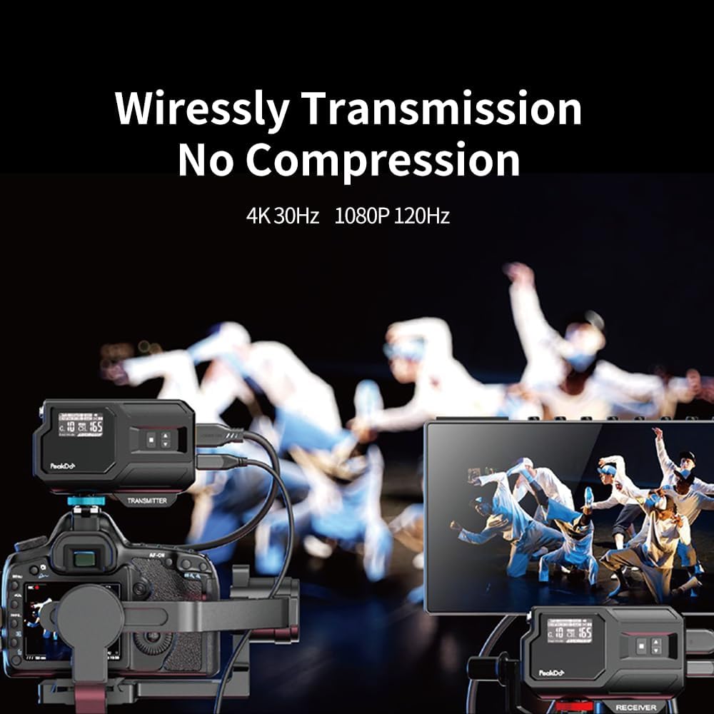 Wireless HDMI Transmitter and Receiver 4K,Wireless HDMI Extender with LED Screen,Streams Video&Audio from Camera/Laptop/Phone/Game Consoles to Monitor/Projector/TV,0.25MS Latency,100FT Range