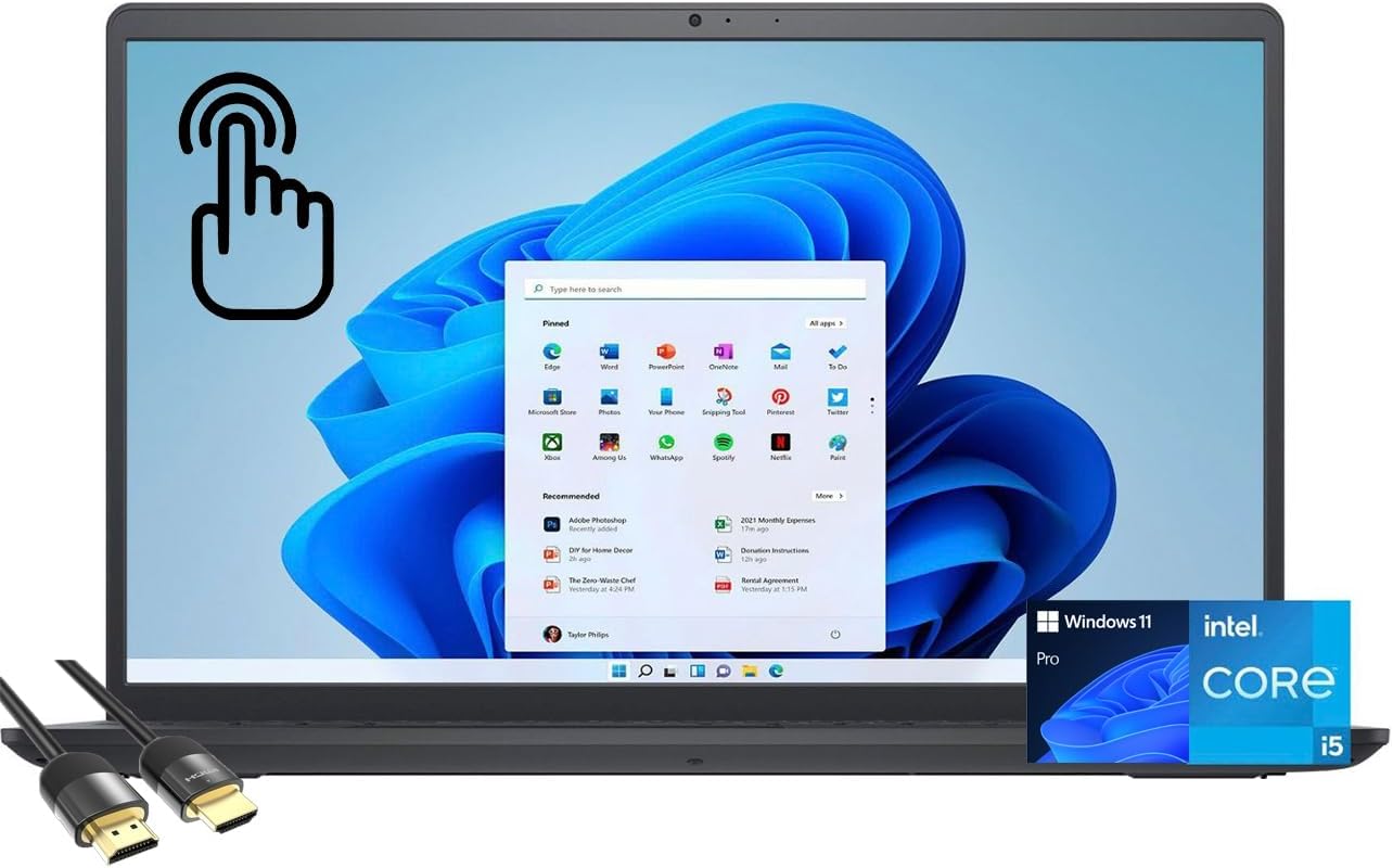 Dell Inspiron 15 3520 Touch Laptop for Business & Student, 15.6' FHD Display, 11th Gen Intel 4-Core i5-1155G7, 32GB RAM, 1TB PCIe SSD, Keypad, HDMI, Webcam, PDG HDMI Cable, Win 11 Pro, Carbon Black