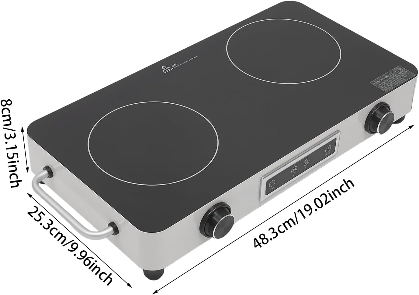 2 Burner Electric Cooktop 1100W Countertop Stove Top with Knob Control 110-120V Plug in Electric Cooktop with Touch Control & Timer for Kitchen, RV, Apartment (Silver)