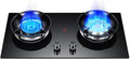 Portable Gas Stove,5.2KW 9-Cavities Cooktop 2 Burners,Top Cooking with Flameout Protection,Tempered Glass Cast Iron Pot Rack,for Home Kitchen(LPG)