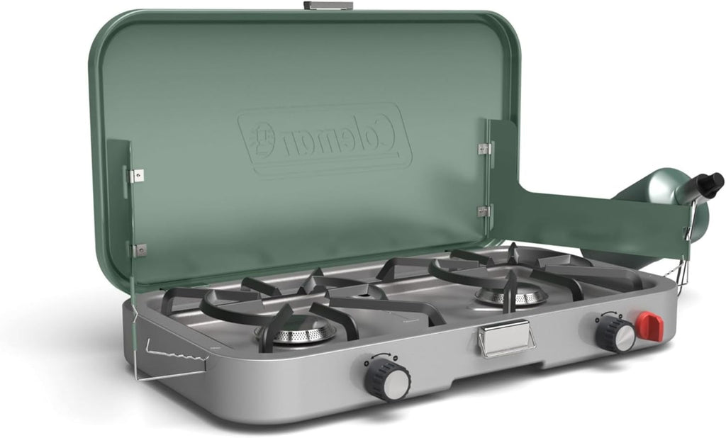 Coleman Cascade 3-in-1 Outdoor Camp Stove, Portable Cooktop with Included Cast-Iron Grill & Griddle Accessories, 24,000 BTUs of Power for Camping, Tailgating, Grilling