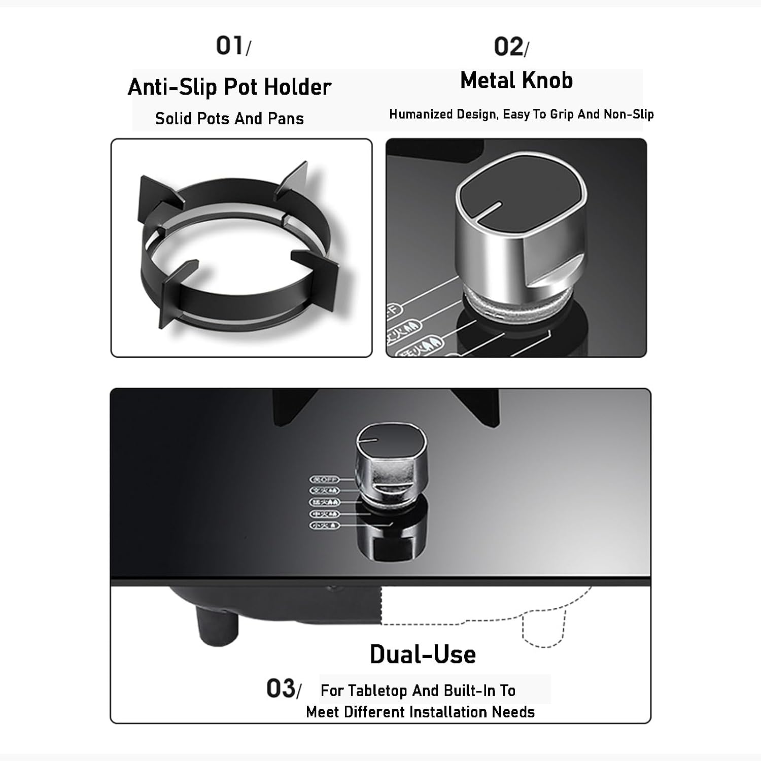 Portable Single Burner Gas Stove,Indoor Gas Stove LPG/NG Tempered Glass Panel Wok,Suitable for RV Home Camping Garden(LPG)