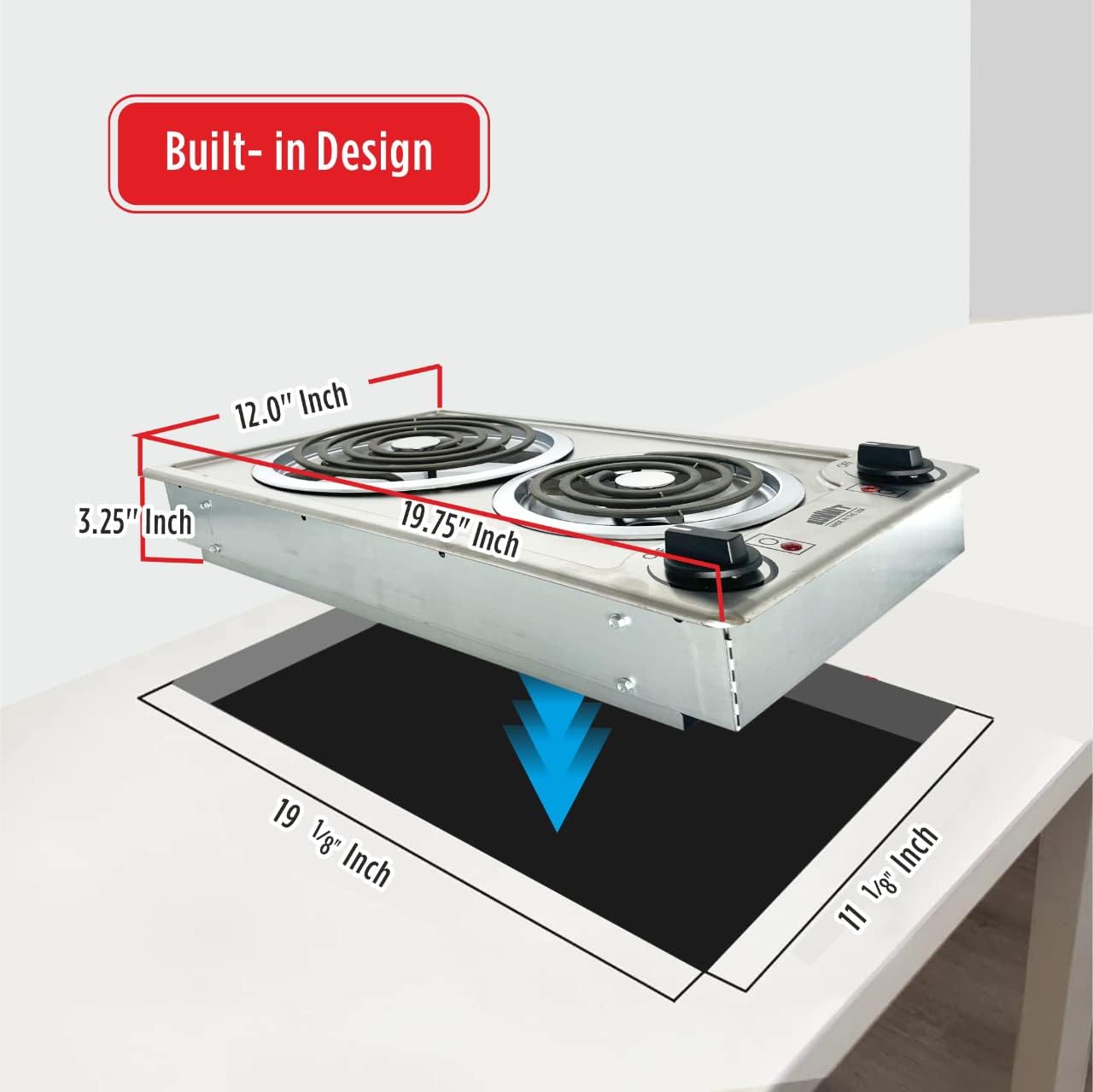 Summit 12' 2 Burner Electric Cooktop 115 Volt Coil Electric Cooktop, ADA compliant, Stainless Steel- CCE213SS