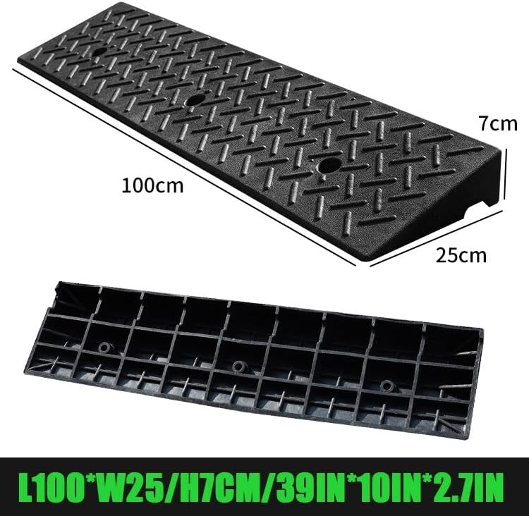 Driveway Curb Ramp, 4in Rise Threshold Ramp Portable, Heavy Duty Loading Ramp, Rubber Wheelchair Ramp for Home/Front Door/Yard/Patio/Entry(100 * 25 * 7cm/39 * 10 * 2.7in)