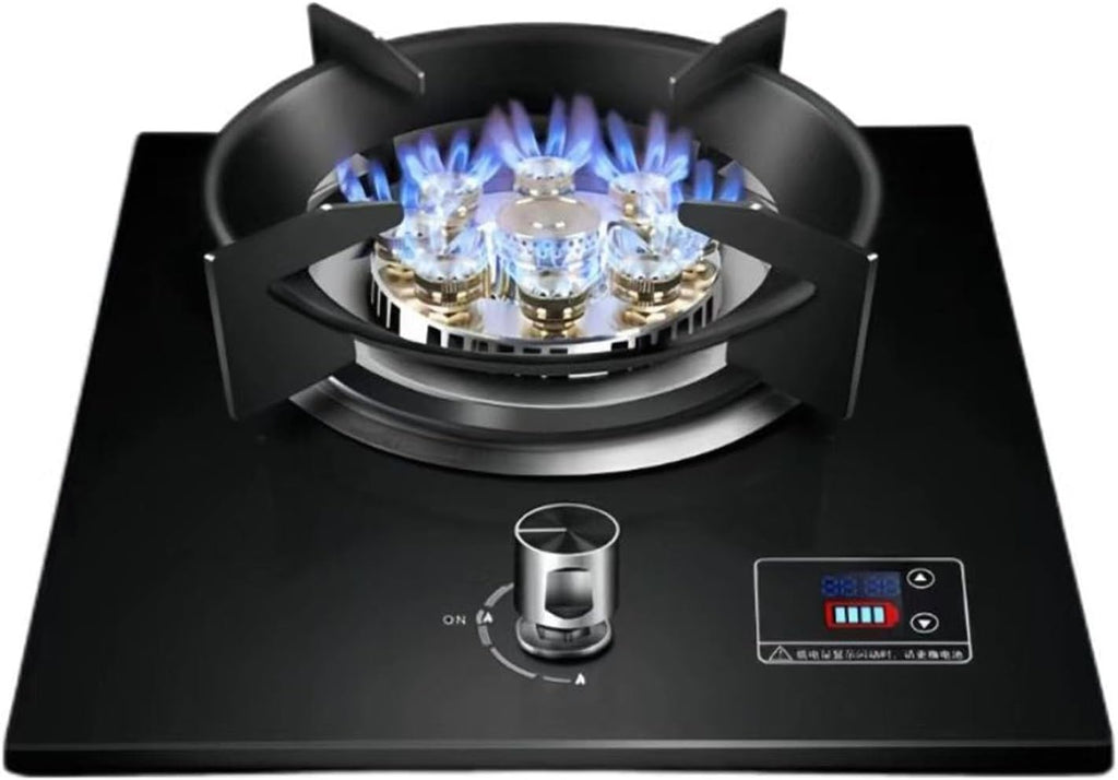 Gas Stove 43cm,Gas Cooktop 1 Burner,7.2KW Nine-Cavity High-fire Timer,Gas/LP Gas Conversion,with Flame Out Protection,for Home Kitchens(LPG)
