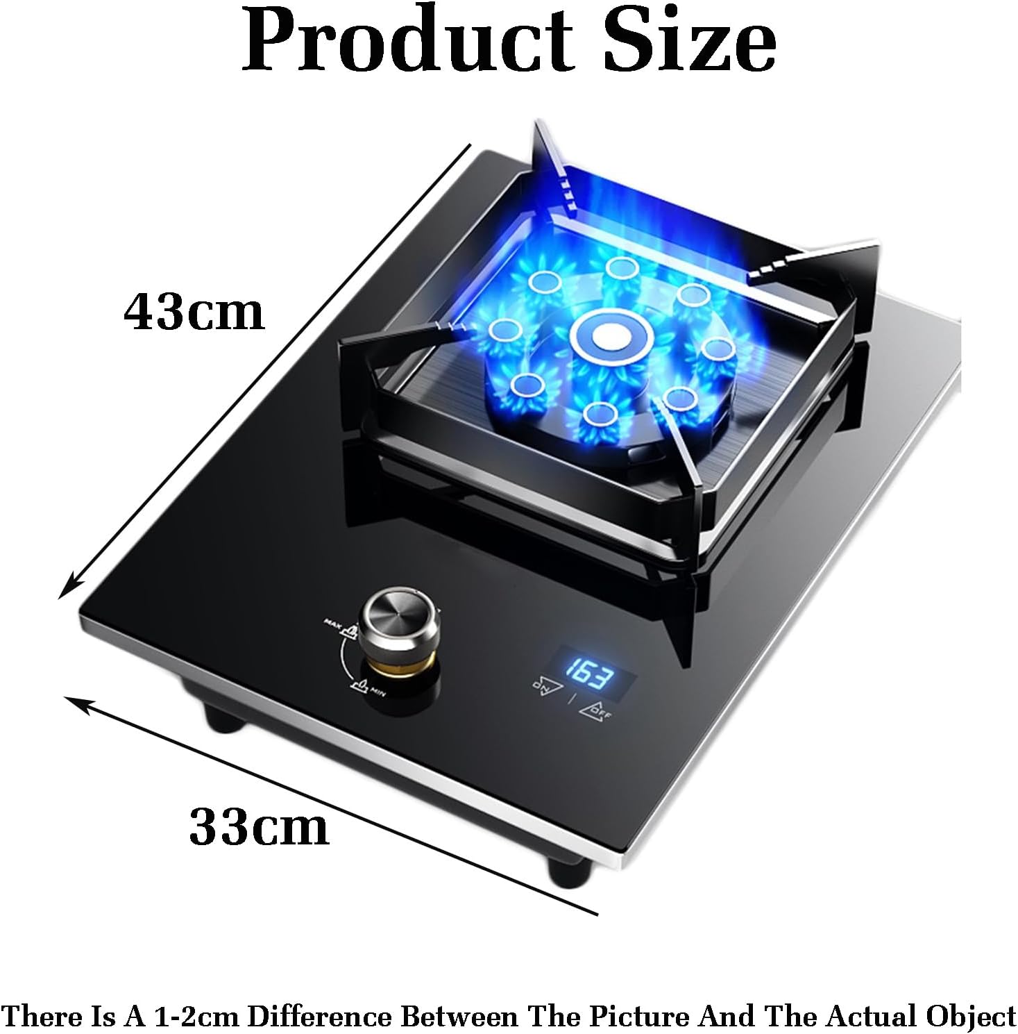 Gas Stove 1 Burner,Kitchen Counter Top Stove 5.2KW Gas,Gas/LP Gas Conversion Stove,Tempered Glass Cast Iron Pot Rack,with Flameout Protection,for Home Kitchen(LPG)