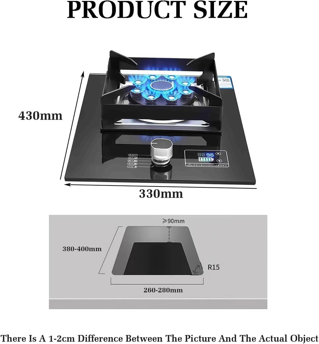Gas Cooker 1 Burner,5.2KW Gas Cooktop,Kitchen Counter Top Stove,Independent Timer Both Sides,with Flameout Protection,for Home Kitchen(NG)