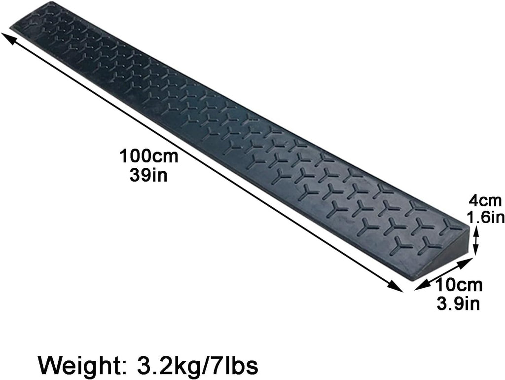 Rubber Curb Ramps Antislip Portable Rise Height Threshold Ramp with Stable Honeycomb Structure for Vehicle Truck(100 * 10 * 4cm/39 * 4 * 1.6in)
