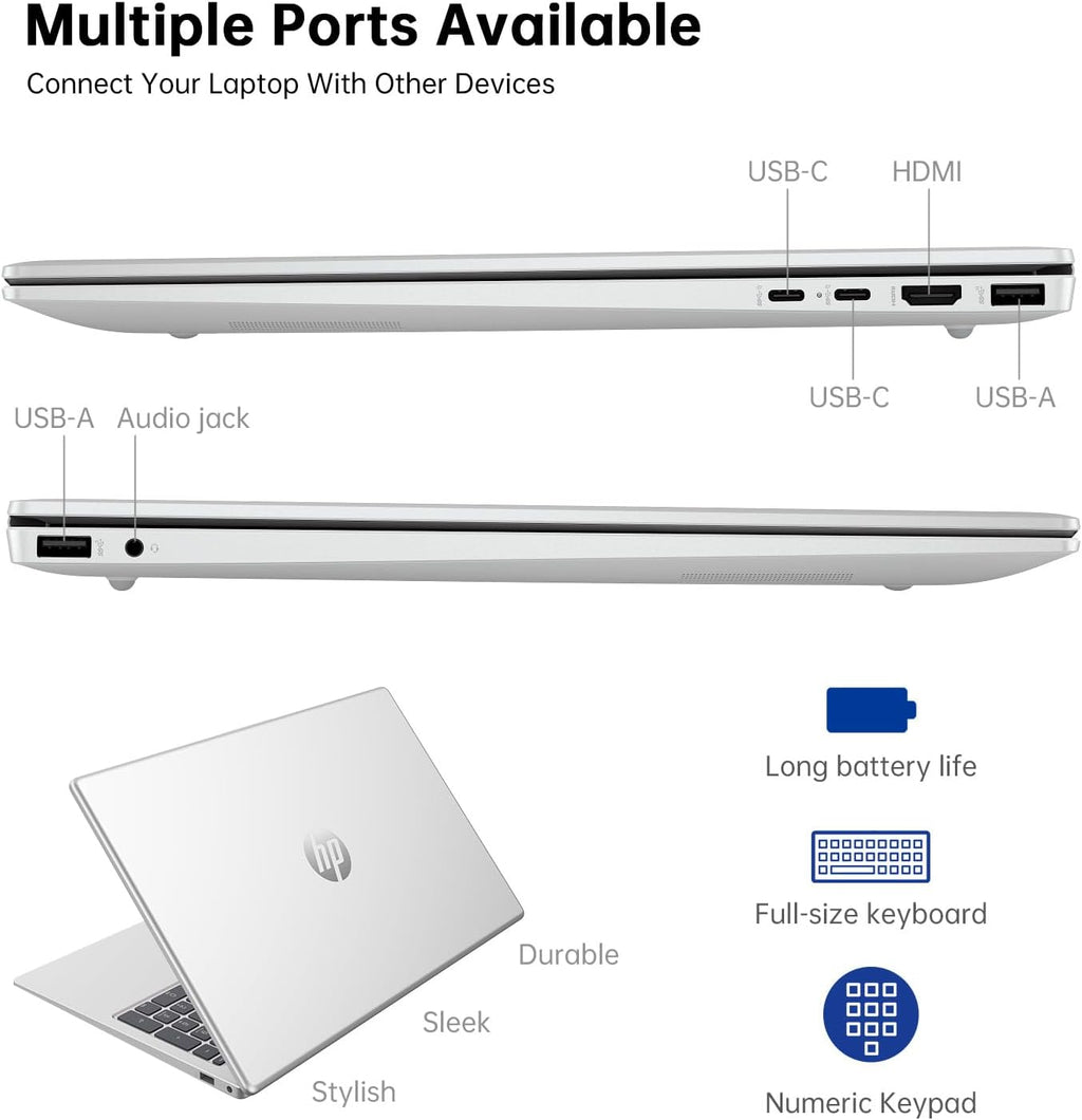 HP Omnibook 5 AI Laptop,16' 2K (1920 x 1200) Laptop PC,Next Gen AI PC AMD Ryzen AI 7 350(NPU 50 Tops),16GB RAM,512GB SSD Laptops for Business, College, School, Photo Editing,Lifetime Office,Win 11
