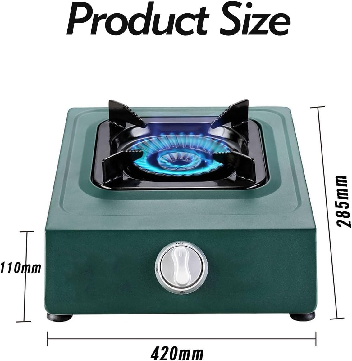 Gas Stove,4.2kw Stainless Steel Single Burner,Green Table Burner,Thermocouple Protection,Suitable for Apartments,Indoors (Size : NG), 18648