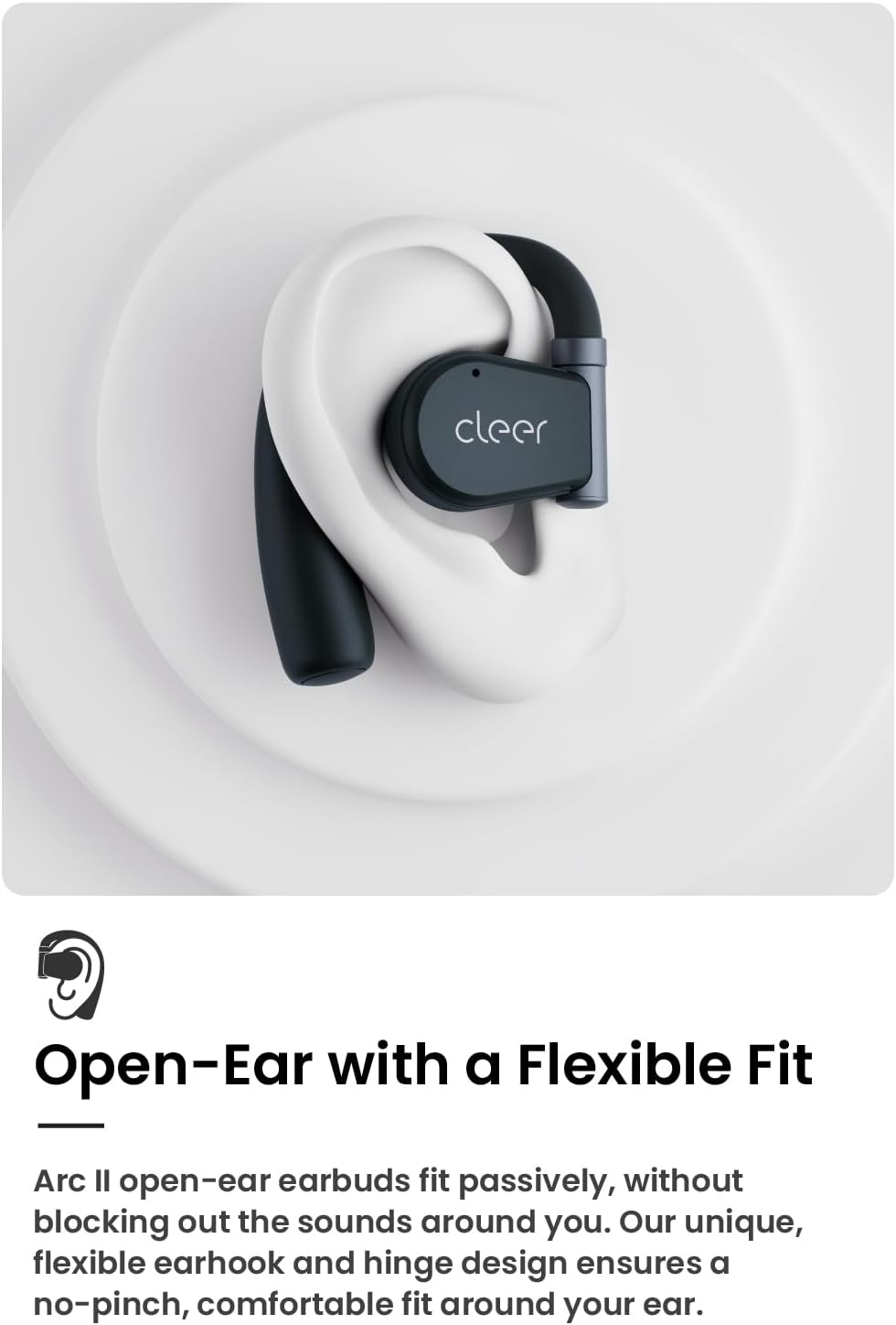 Cleer ARC II Open Ear Headphones, True Wireless Ear Buds with Dual Mic, Sweat Resistant, Multi-Point Connect, 35 Hrs Playtime, Secure Fit, Bluetooth 5.3 Earbuds with Ear Hooks, Preset EQs, Blue
