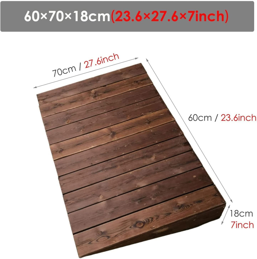 Wooden Threshold Ramps for Doorways, 4inch/7inch/8inch Rise Portable Wheelchair Ramps, Non Slip Entry Ramps for Indoor Outdoor (Size : 60x70x18cm)