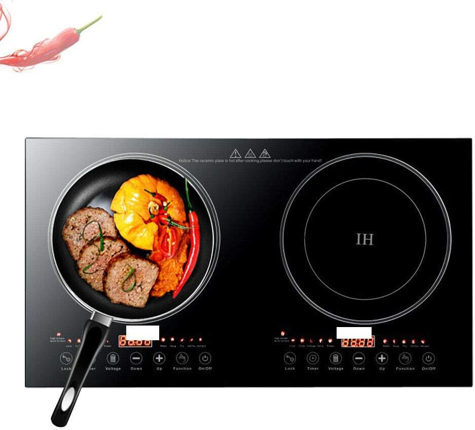 2400W Dual Induction Cooktop with Safety Lock & Timer&Presetting, 2 Burner Independent Control Electric Cooker with 8 Gear Firepower Portable Induction Stove Cooker for 4.72-9.65inch Cooker 110V