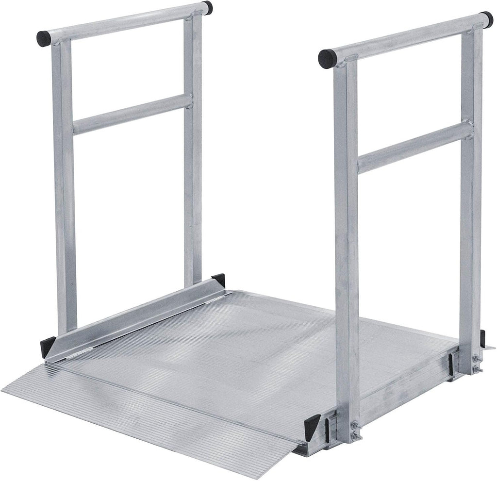 3' Wheelchair Ramp for Home Steps, 850 lb Capacity, Handrails, Non-Slip, Entry Access for Mobility Scooters, Power Chairs, Silver Spring
