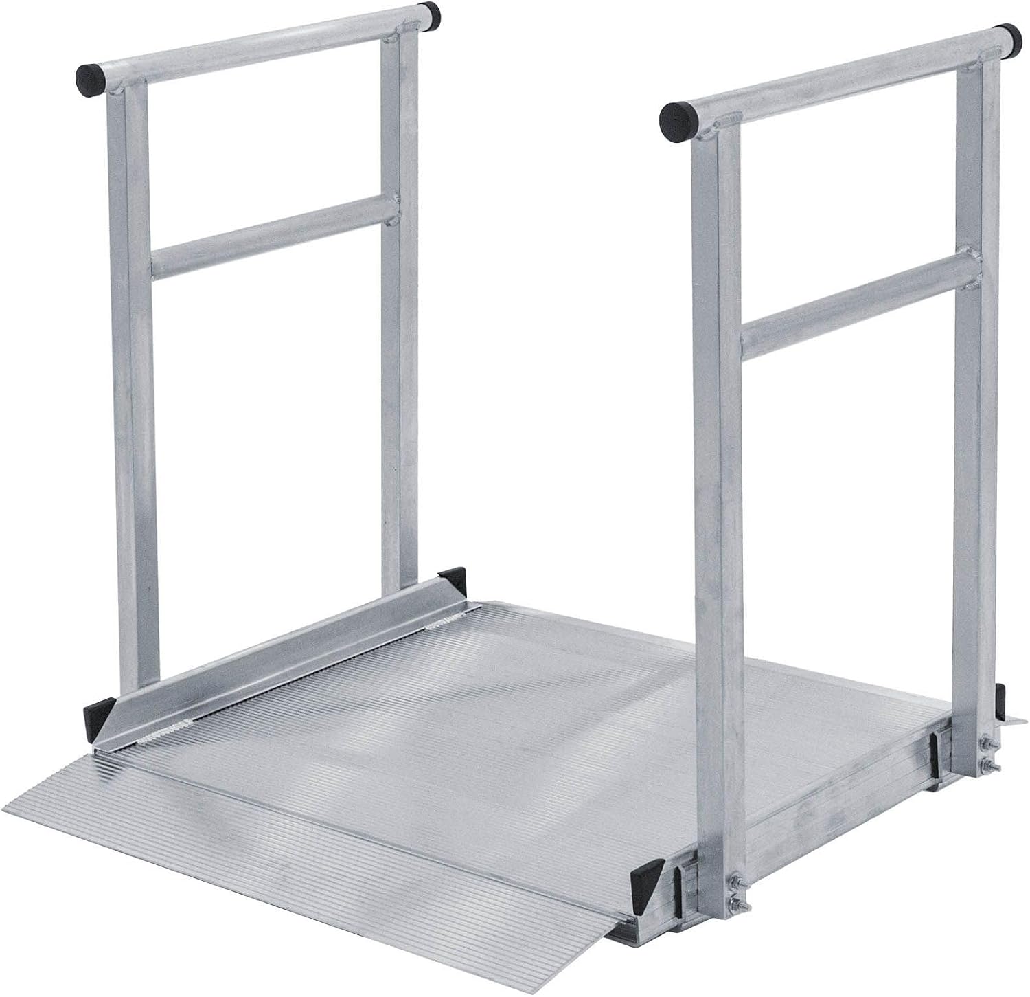 3' Wheelchair Ramp for Home Steps, 850 lb Capacity, Handrails, Non-Slip, Entry Access for Mobility Scooters, Power Chairs, Silver Spring