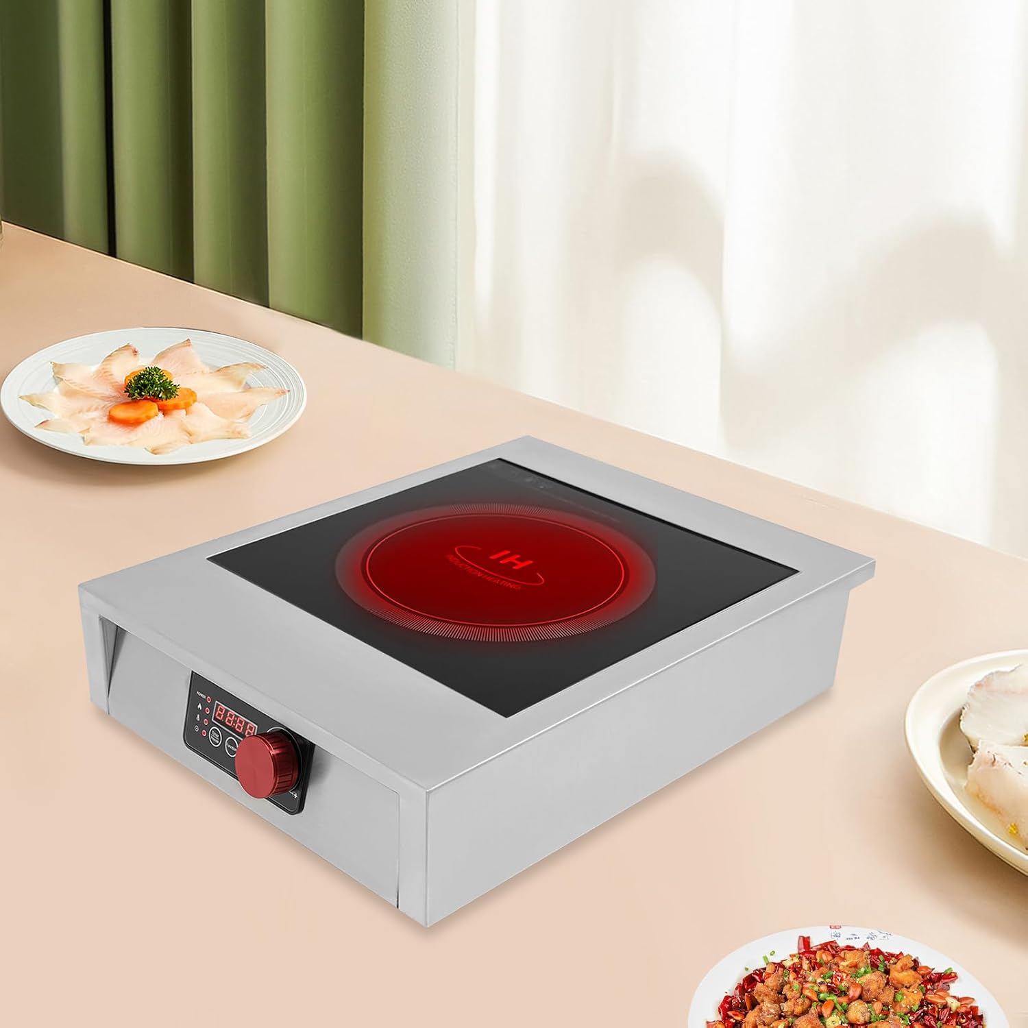 Commercial Induction Cooktop 3500W Portable with LED Display, 12' Cooking Zone & Adjustable Temp 176-572°F for Restaurants, Home Chefs, RV Cooking
