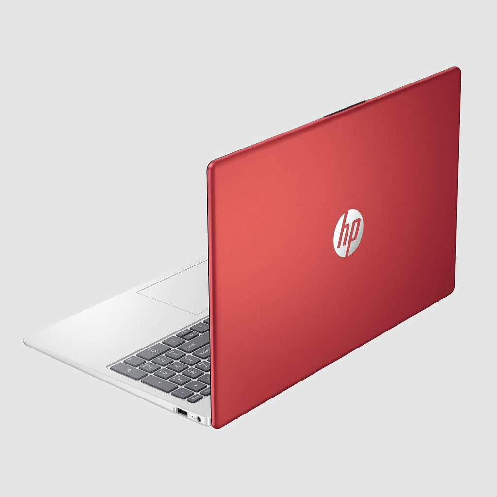 HP Laptop Computer 2024, 15.6' HD Display, Quad-Core Intel Processor N200, 8GB RAM, 384GB Storage (128GB UFS + 256GB Card), WiFi, Webcam, 1 Year Office 365, Long Battery, Win 11S+MarxsolAccessory Red
