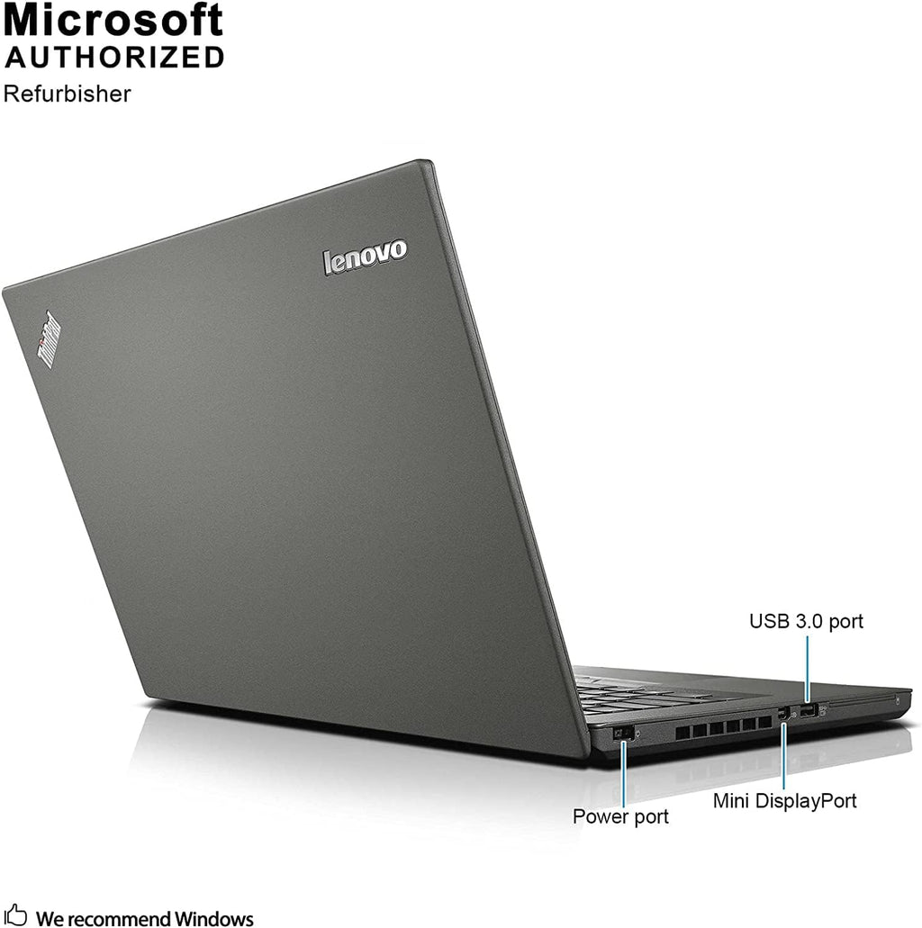 Lenovo ThinkPad T450 14in HD Business Laptop Computer, Intel Dual-Core i5-5300U Up to 2.9GHz, 8GB RAM, 256GB SSD, HDMI, 802.11ac WiFi, Bluetooth, Windows 10 Professional (Renewed)