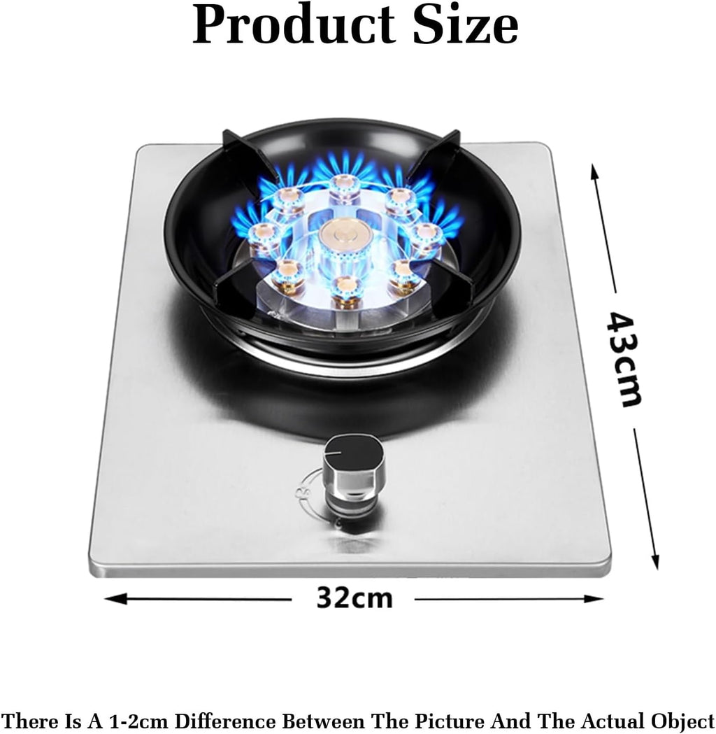 Gas Cooker 1 Burner,5.2KW Kitchen Counter Top Stove,Catering Indoor Regulators,Cast Iron Pot Rack,with Flameout Protection,for Home Kitchen Motor Home Camp(LPG)
