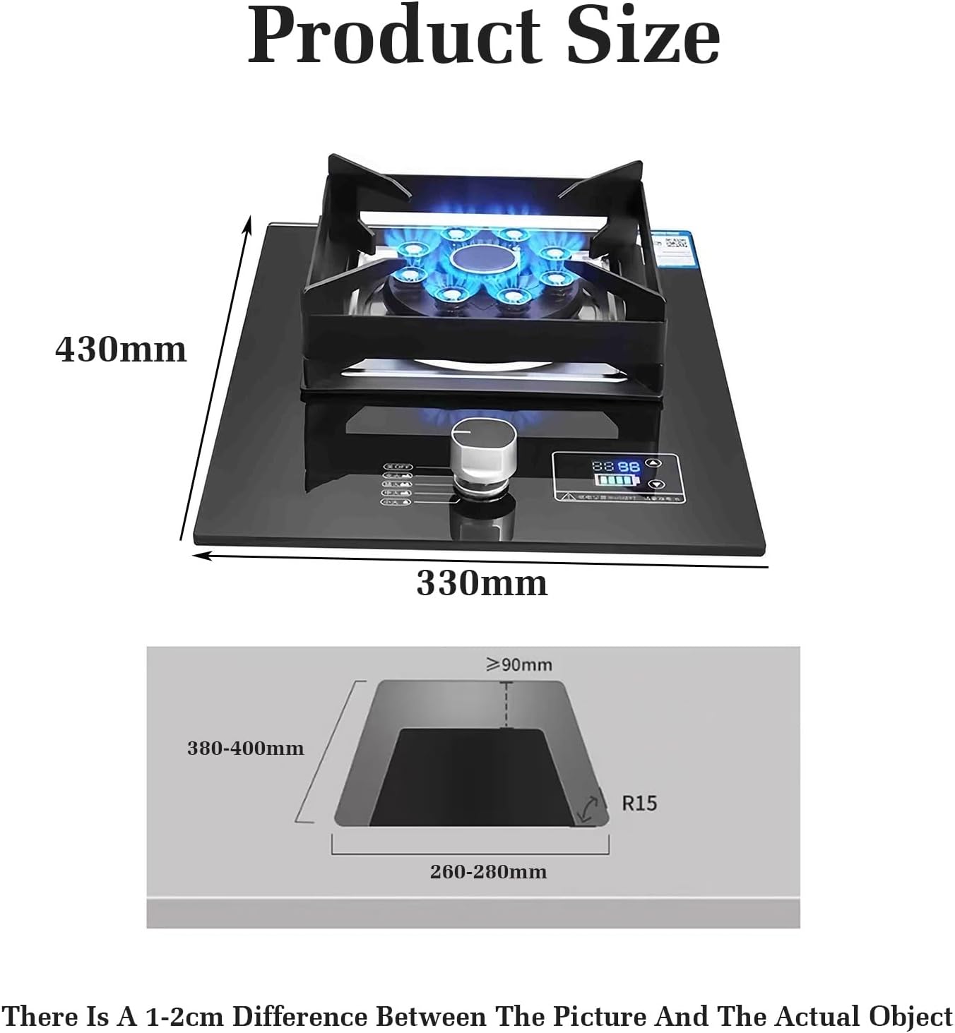 Portable Gas Stove with 1 Burner,Kitchen Counter Top Stove 5.2KW Gas,with Flameout Protection and Timer,for Home Kitchen(LPG)