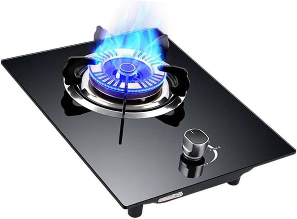 Gas Stove,Gas Cooker 1 Burner,Gas/LP Gas Conversion Stove,Tempered Glass Cast Iron Pot Rack,with Flameout Protection,for Home Kitchen(LPG)