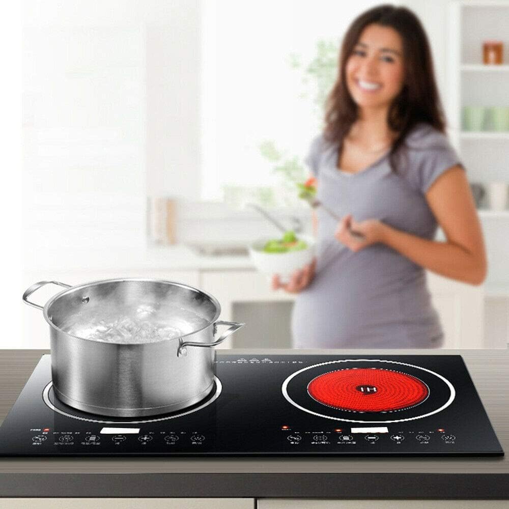 Electric Dual Induction Cooker Induction Cooker Cooktop Double Hot Plate Cooking Burner 1200W Portable Countertop Burner