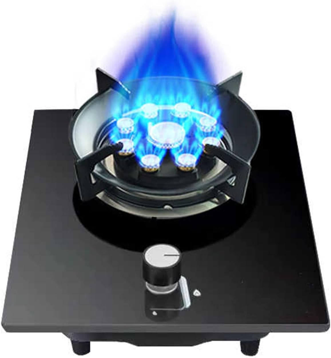 Gas Stove with 1 Burner,5.0KW Camping Gas Cooker,Gas/LP Gas Conversion Stove,Tempered Glass Cast Iron Pot Rack,with Flameout Protection,for Home Kitchen(LPG)