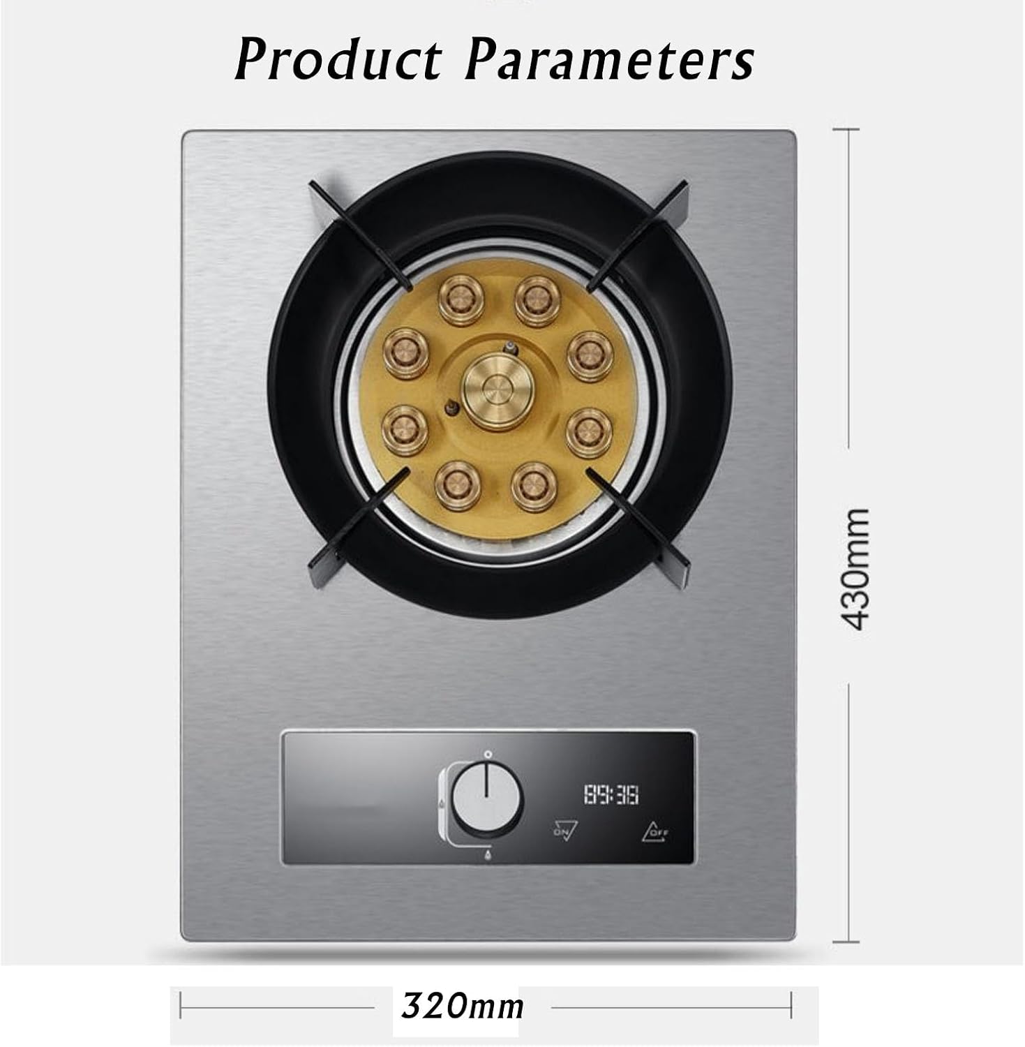 32cm Gas Stove, 1 Burner, 5.2KW, Nine-Chamber Large Flame, 99-Minute Timer, Accidental Flameout Protection Device (Size : NG)