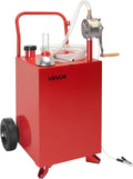 VEVOR 20 Gallon Transfer Tank, Diesel Tank with Manual Transfer Pump, Diesel Storage Tank with 2 Wheels & 10 ft Hose, Transfer Container for Cars, Lawn Mowers, ATVs, Boats, More, Red
