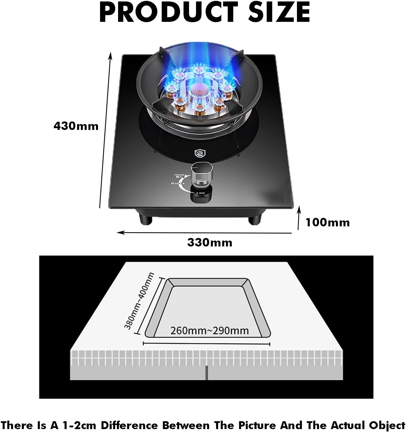 Single Burner Gas Stove,5.2KW Nine-Cavity High-Firer,Tempered Glass Top Cooking,with Flameout Protection,for Natural Gas/liquefied Petroleum Gas(NG)