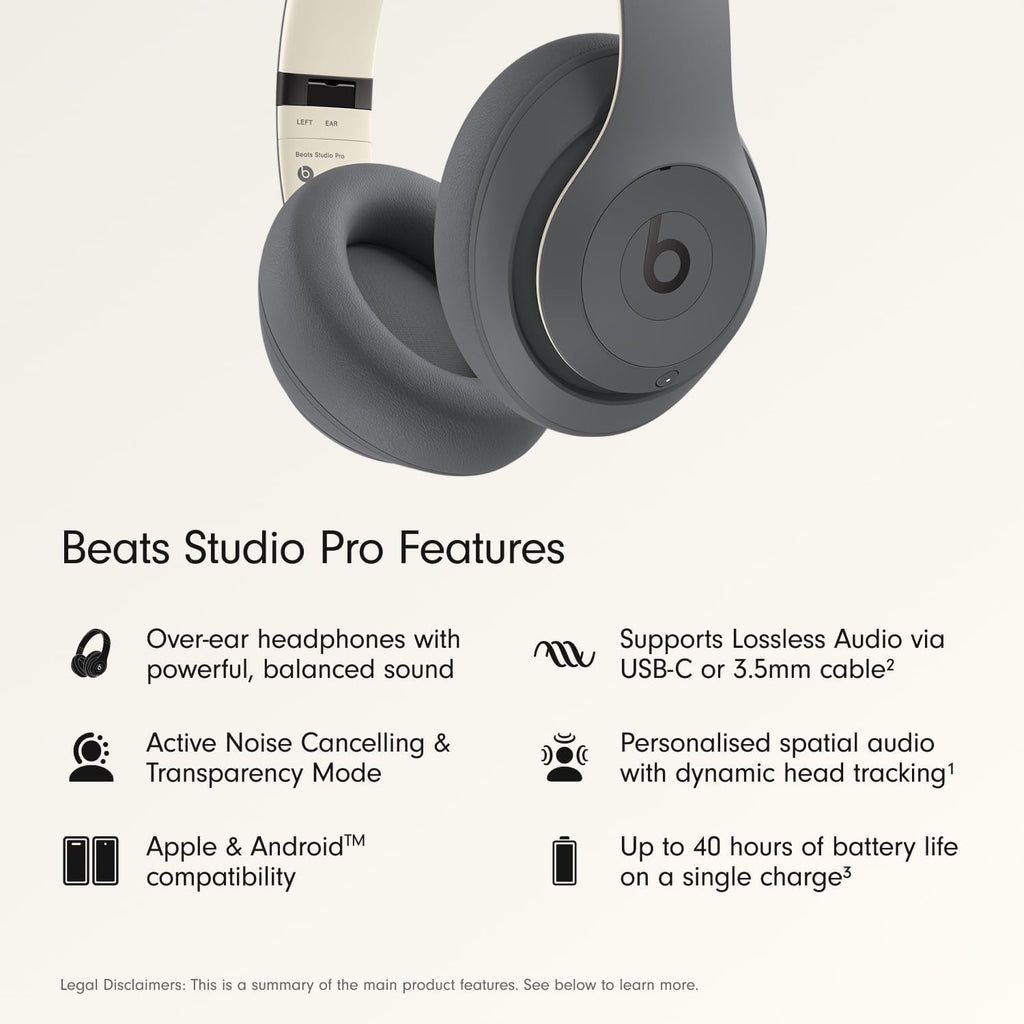 Beats Studio Pro Bluetooth Noise Cancelling Headphones with Apple 20W USB-C Power Adapter - Sand Gray