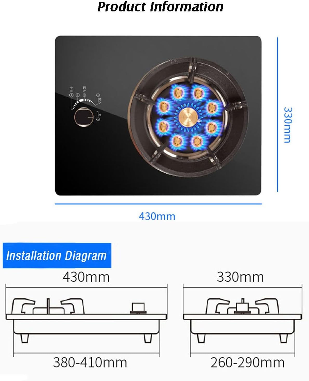 Propane Gas Stove,Single Burner Propane Stove,tempered Glass Max 17742.4BTU with Pulse Electronic Ignition Suitable for Apartments Kitchens and More (Color : 17742.4BTU, Size : LPG)