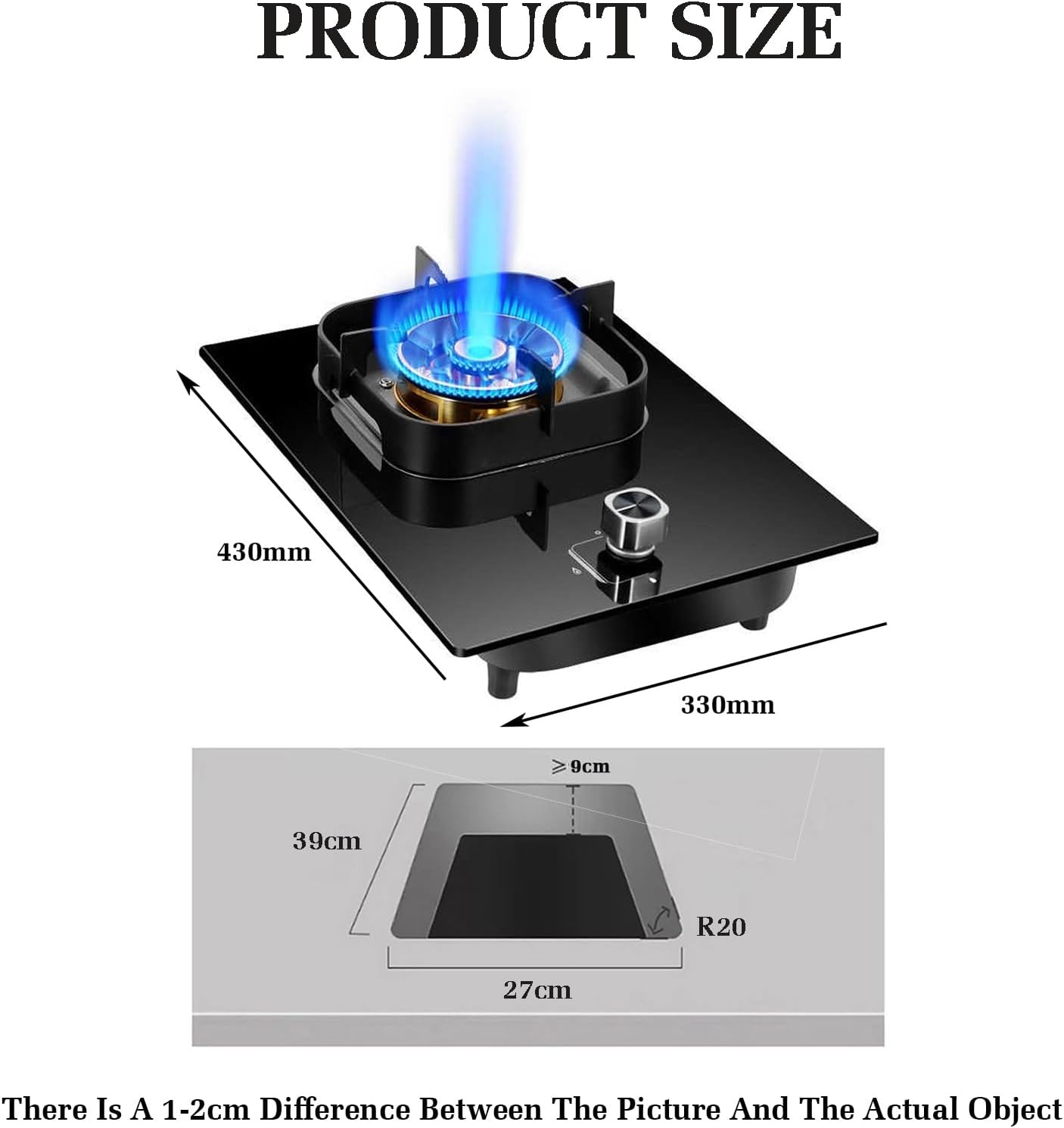 Gas Stove 1 Burner,Countertop Stove 5.2KW,Tempered Glass Dining Table Cooking,with Flameout Protection Device,Gas/LP Gas Conversion Stove(NG)